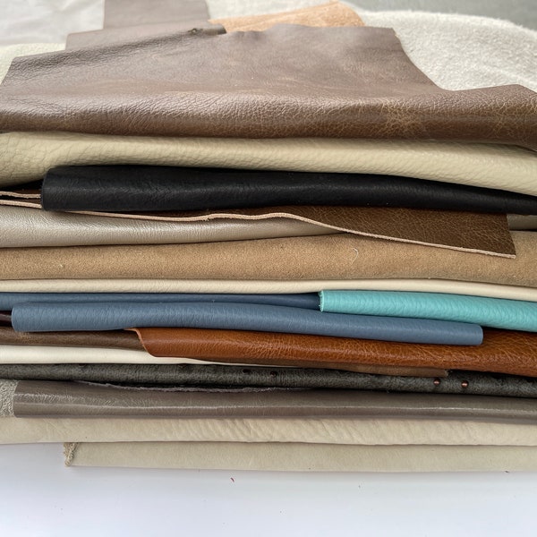 Leather Scraps for crafting -Leather remnant pieces, Top and full grain leather  Available in 1, 2, 3 & 5 lbs.