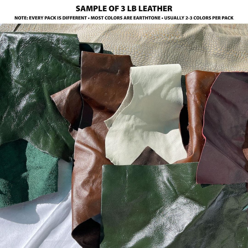 Scrap Leather Pieces Real Leather Craft Supply Bulk Material Natural Hide Genuine Cow Leather Remnant Mixed Color Soft Flexible Bookbinding Bild 10