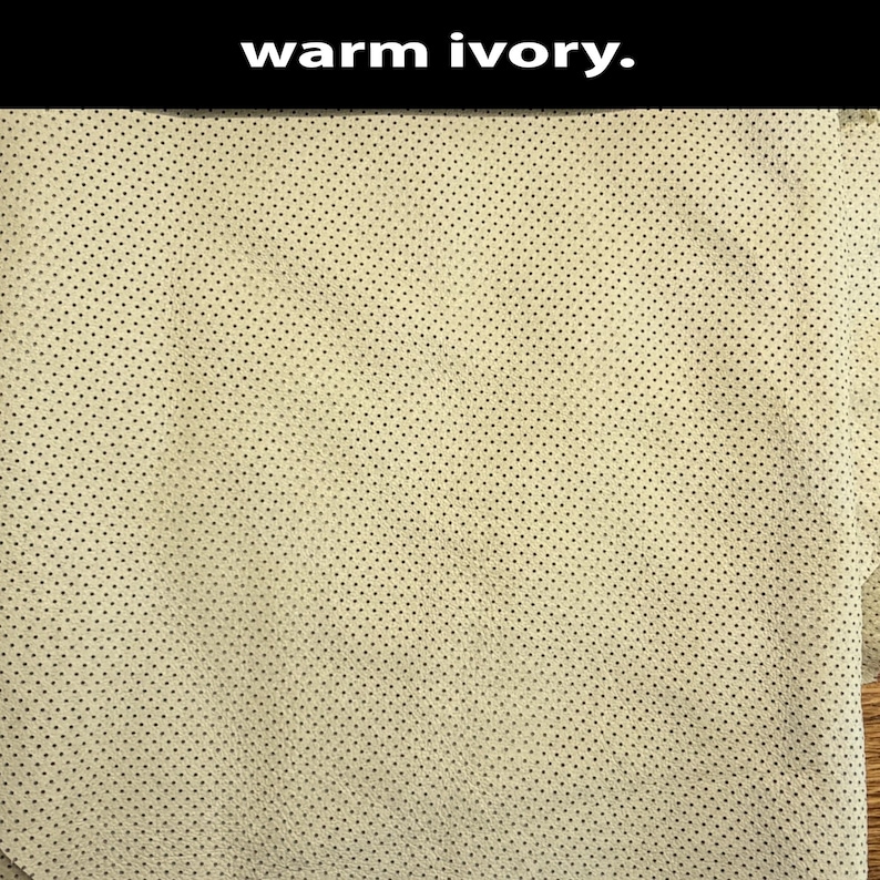 Perforated Lambskin Leather Hide Material Craft Supply Premium Quality Thin Sheet Flexible Soft Texture Genuine Dotted Pattern Jewelry Warm Ivory