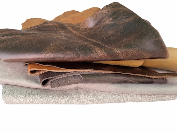 Leather Jewelry Supply Material Scrap Leather Piece Small Craft Leather Material Natural Color Earth Tone Brown Leather Soft Remnant