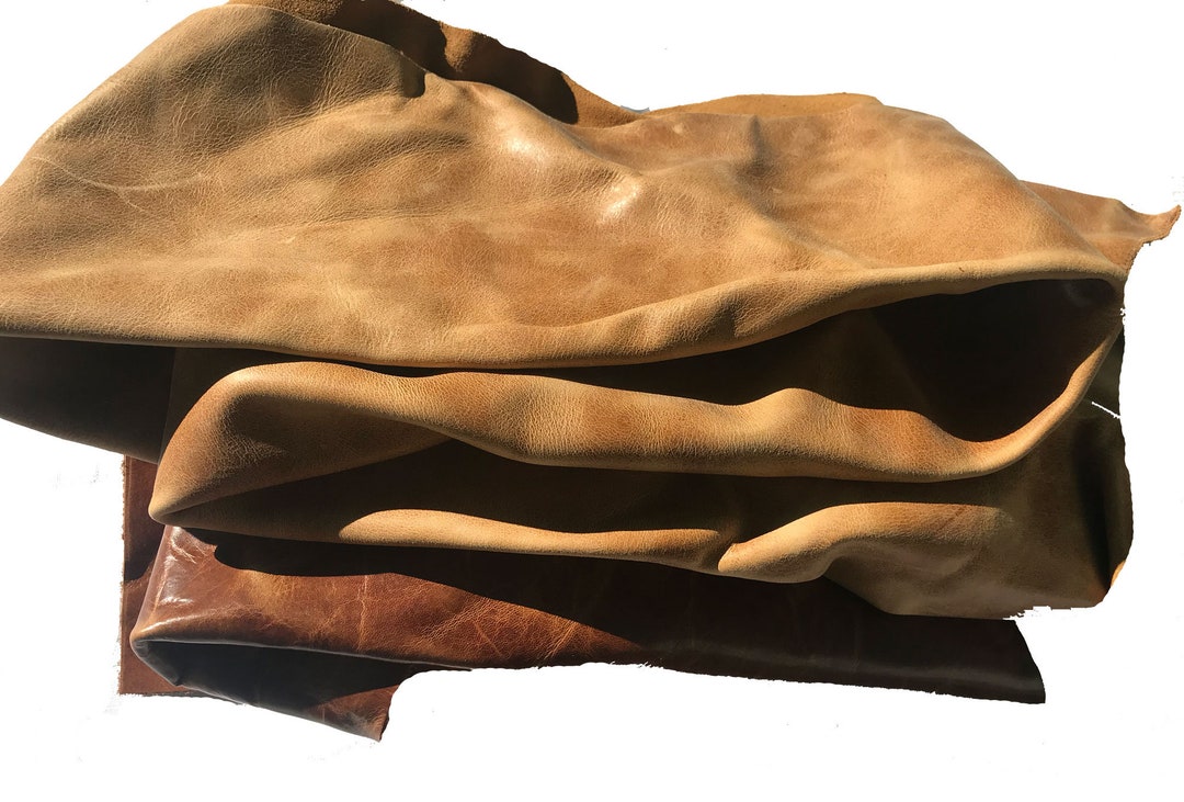 2 Lbs. Brown Leather Cowhide Scrap Leather Remnants 2-10 Pieces per Bag ...