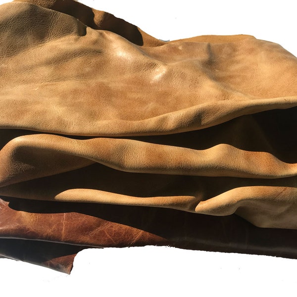 2 lbs. Brown Leather Cowhide Scrap Leather - remnants 2-10 pieces per bag, various sizes and colors