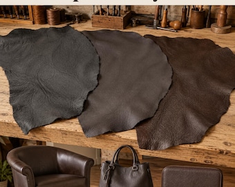 Upholstery Leather Hide | Full Cow Hide 36–42 Sq Ft | Soft Genuine Leather | Brown Leather for Furniture, Bags, Auto Upholstery & DIY