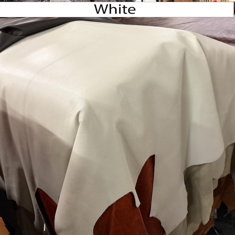 Full Grain Leather Hide Material for Upholstery Cow Hide for Crafting Genuine Leather Furniture Making Quality Cowhide Large Piece Natural White/Cream