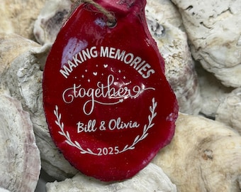 Personalisierte Austern Ornament Küsten Weihnachten Strand Haus Dekor Laser Gravur Andenken Hochzeitsgeschenk Paar Jahrestag Muschel Baum