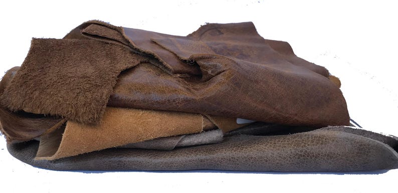 Leather Craft Material Genuine Cowhide Scraps Brown Leather Bundle Medium Thickness Hide Multiple Pieces Collection Natural Color Variation Perfect Small Projects DIY Creation Supply Quality Material Resource Upholstery Grade Fragments
