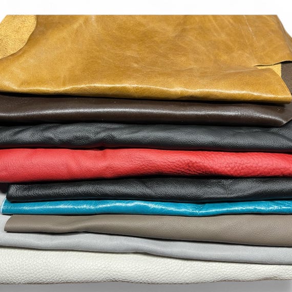 Leather Craft Material Earth Tone Leather Scraps Furniture Upholstery Leather Pieces Genuine Leather Supply Artisan Craft Project Small