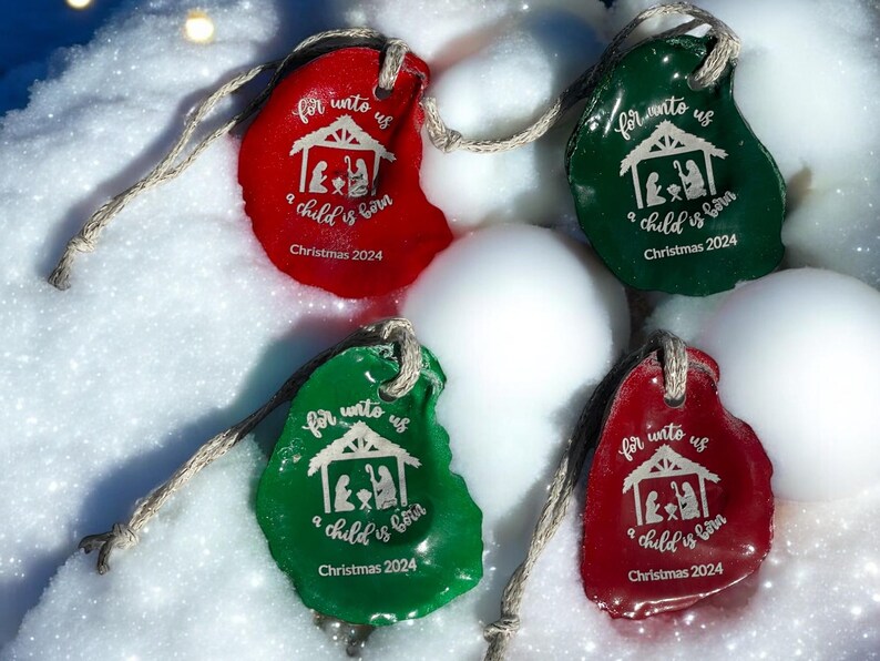 Oyster Shell Ornament Handmade Gift Christian Tree Hanger Laser ...