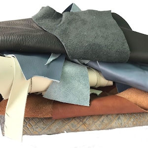 Scrap Leather Pieces Real Leather Craft Supply Bulk Material Natural Hide Genuine Cow Leather Remnant Mixed Color Soft Flexible Bookbinding