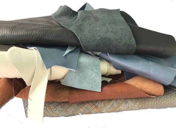Scrap Leather Pieces Real Leather Craft Supply Bulk Material Natural Hide Genuine Cow Leather Remnant Mixed Color Soft Flexible Bookbinding