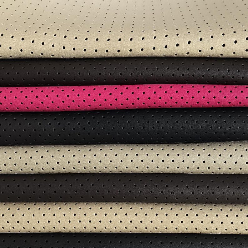 Perforated Lambskin Leather Hide Premium Quality Material Genuine Leather Craft Supply Soft Thin Flexible Sheet Dotted Pattern Design Natural Texture Feel Smooth Surface Finish Perfect Jewelry Making Projects Handbag Creation Bookbinding