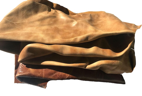 2 lbs. Brown Leather Scrap Genuine Cowhide Remnant Bundle Craft Material Supply Kit Diy Project Leather Piece Medium Thickness Hide Fragment