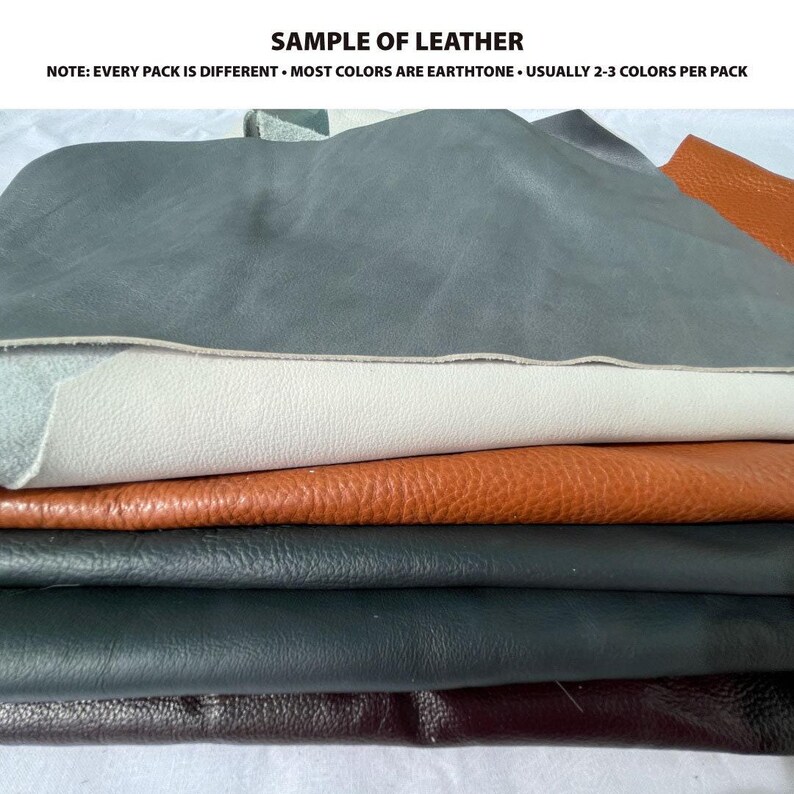 Scrap Leather Pieces Real Leather Craft Supply Bulk Material Natural Hide Genuine Cow Leather Remnant Mixed Color Soft Flexible Bookbinding Bild 9