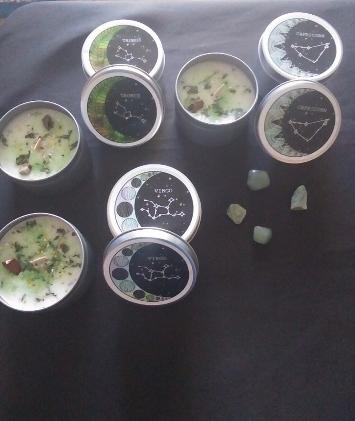 8oz zodiac candles infused with crystals and herbs / crystal Etsy