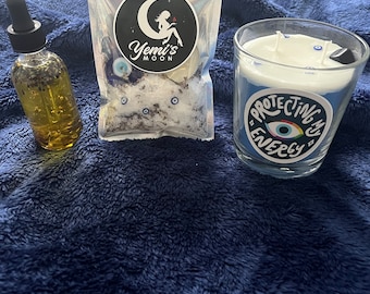 Evil Eye Bundle Set/Evil Eye Spiritual Cleanse/Protection Kit/Protection candle / Protect your Energy /Evil Eye Candle