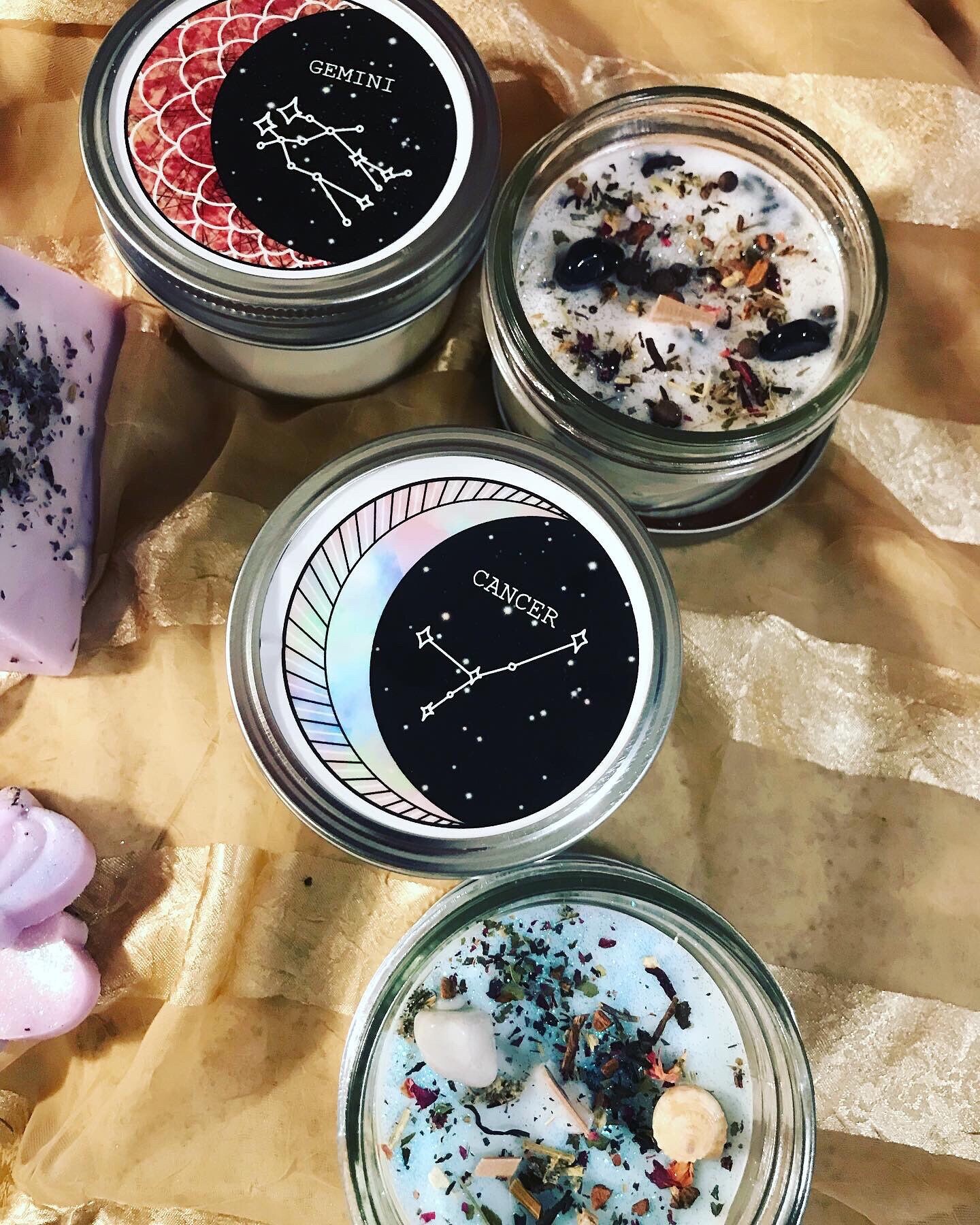 8oz zodiac candles infused with crystals and herbs / crystal Etsy