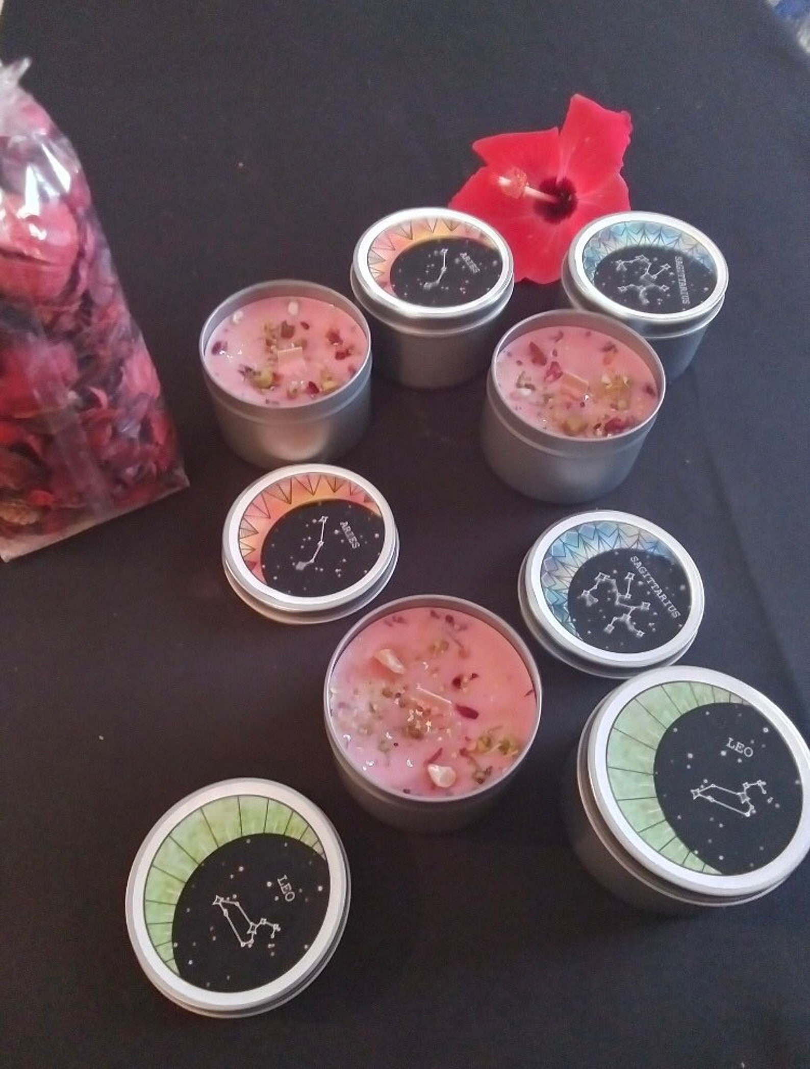 8oz zodiac candles infused with crystals and herbs / crystal Etsy