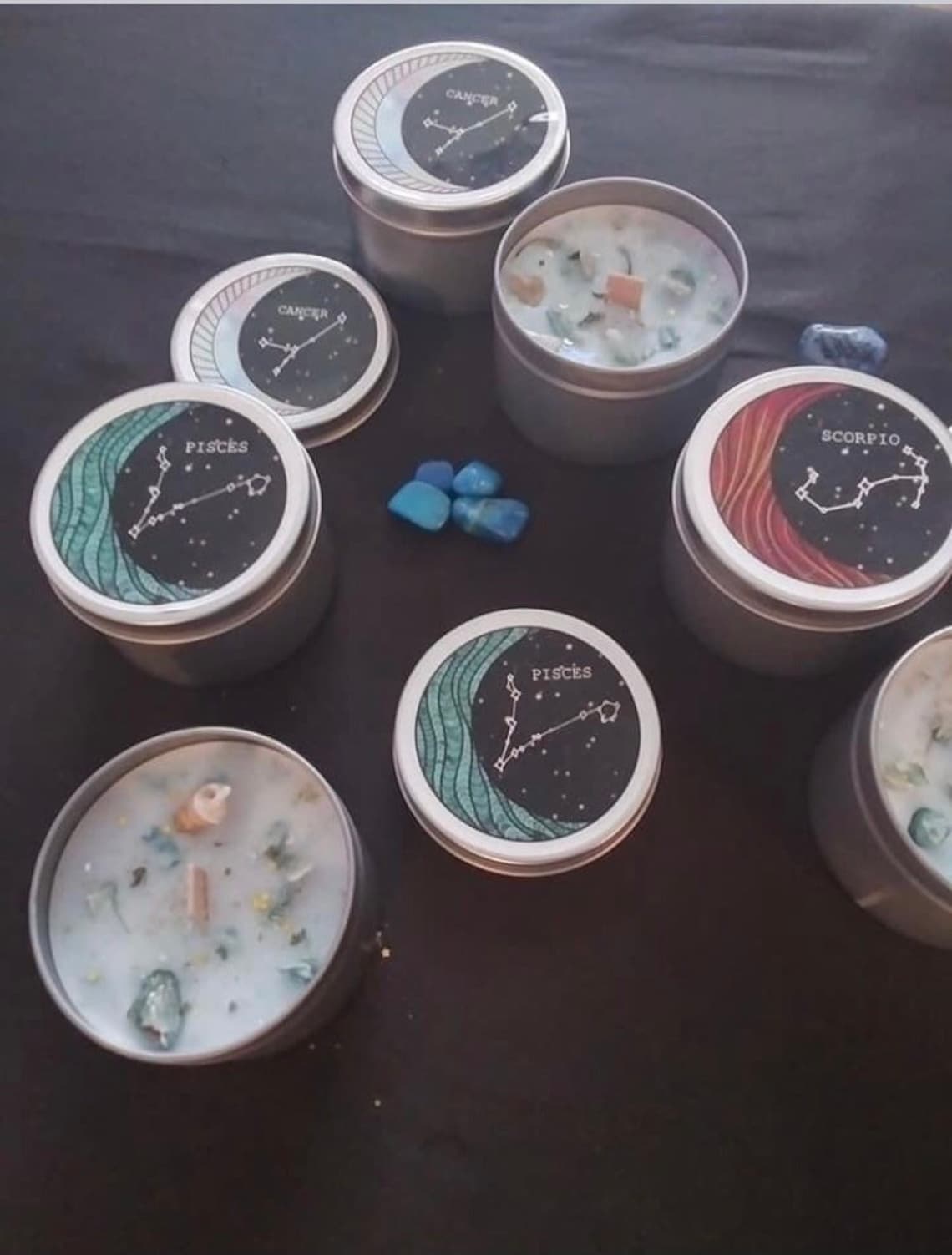 8oz zodiac candles infused with crystals and herbs / crystal Etsy