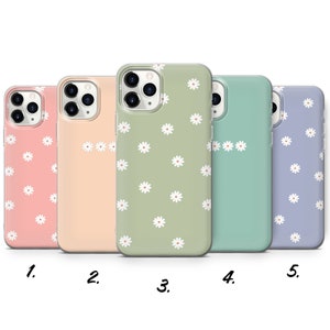 Cute Daisy Phone Case Simple Pastel Flower for iPhone 14, 13, SE, Xr, 12, Xs, 11 Pro, Samsung A33, S20, S10, S22, Huawei P30, Pixel 6 Pro 6A