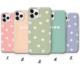 Cute Daisy Phone Case Simple Pastel Flower for iPhone 14, 13, SE, Xr, 12, Xs, 11 Pro, Samsung A33, S20, S10, S22, Huawei P30, Pixel 6 Pro 6A