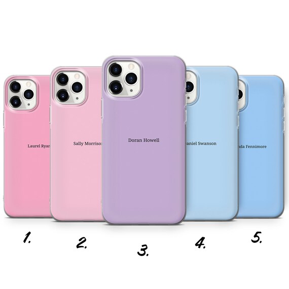 Personalized Pastel Phone Case, Custom Name, Soft Gel Cover