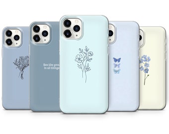 Mint Blue Phone Case, Cute Minimalist Cover for iPhone 15 Pro Max, 14, 13, SE, Xr, 12, Xs 11, Samsung S23, A33, S20, S10, S22, Huawei P30