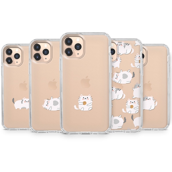 Cute Cat Phone Case Kitten Clear  Litefor iPhone 15 Pro Max, 14, 13, SE 2020, Xr, 12, Xs, 11, Samsung S23, A33, S20, S10, S22, Huawei P30