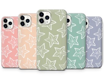 Star Handyhülle, Simple Pastel, für iPhone 14, 13, SE 2020, Xr, 12, Xs, 11 Pro, Samsung A33, S20, S10, S22, Huawei P30, Pixel 6 Pro 6A