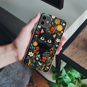 Schwarze Katze Handyhülle, Süße Katzenhülle für iPhone 15 Pro Max, 14, 13, SE, Xr, 12, Xs, 11, Samsung S23, A33, S20, S10, S22, Huawei P30, Pixel 8 Bild 2