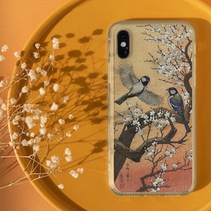 Capa de celular com pássaro de arte japonesa, pardais orientais, arte clássica imagem 1