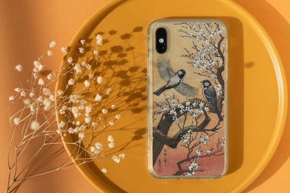 Japanese Art Bird Phone Case, Oriental Sparrows, Classic Art