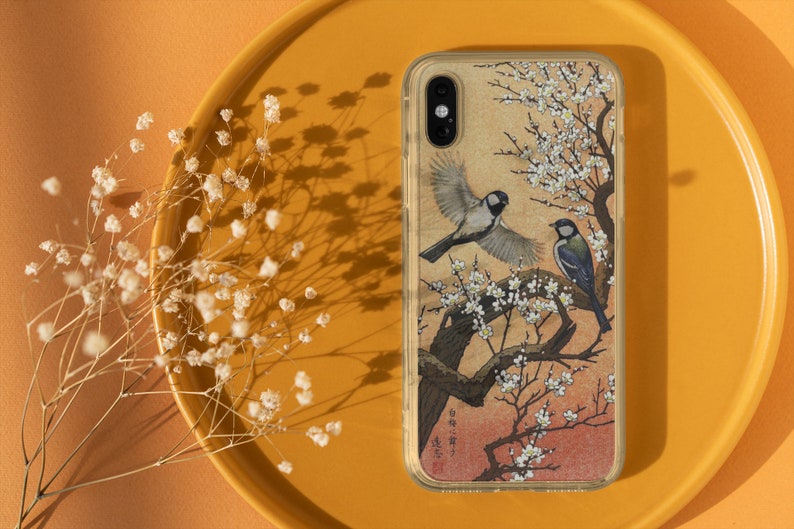 Capa de celular com pássaro de arte japonesa, pardais orientais, arte clássica imagem 1