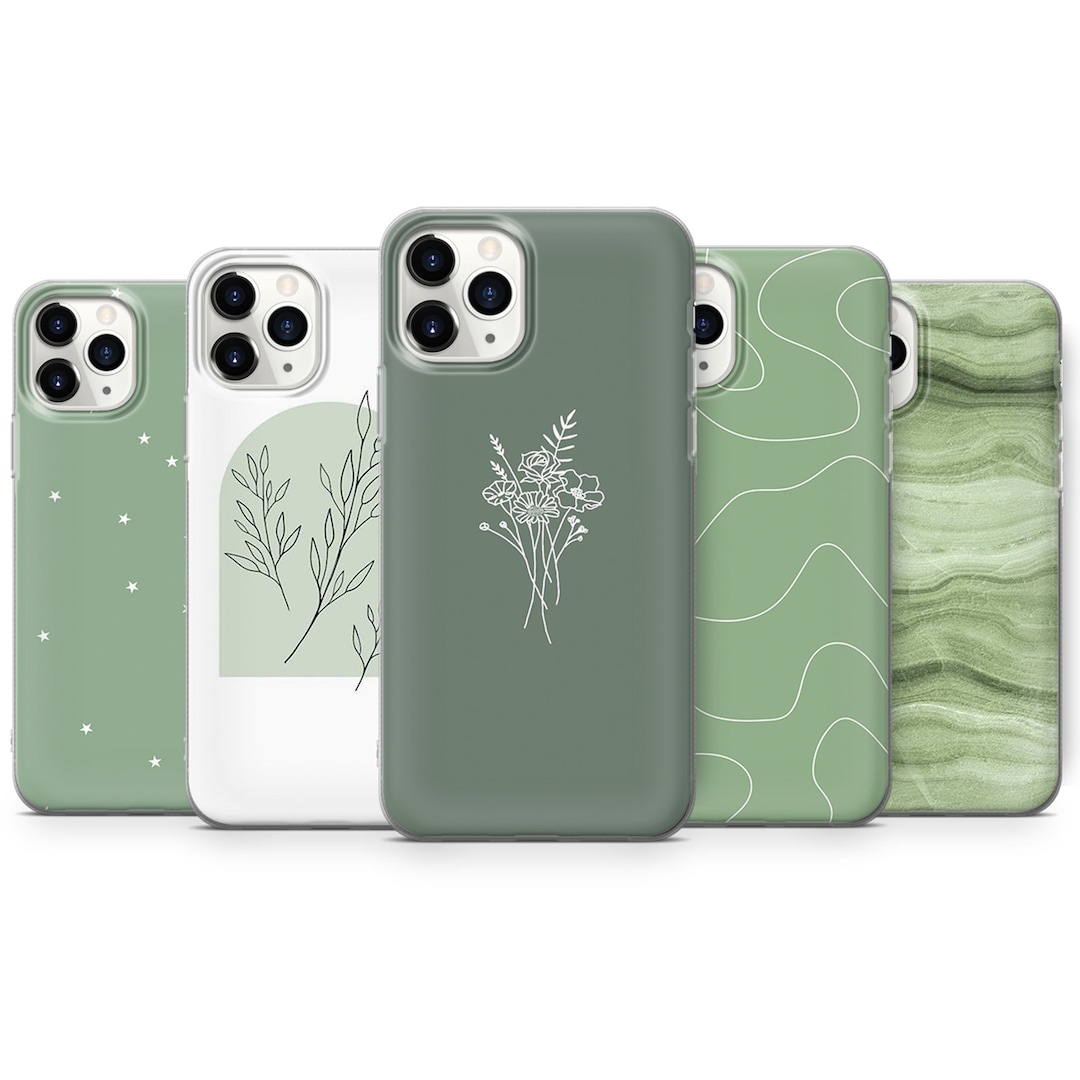 Sage Green Phone Case, Cute Minimalist for iPhone 15 Pro Max, 14, 13