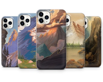 Mountain Phone Case Aesthetic Gold Art for iPhone 15 Pro Max, 14, 13, SE, Xr, 12, Xs, 11, Samsung S23, A33, S20, S10, S22, Huawei P30, Pixel