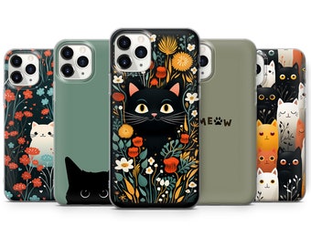 Schwarze Katze Handyhülle, Süße Katzenhülle für iPhone 15 Pro Max, 14, 13, SE, Xr, 12, Xs, 11, Samsung S23, A33, S20, S10, S22, Huawei P30, Pixel 8