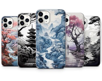 Capa para celular com estampa de paisagem japonesa e arte oriental para iPhone 17 Pro Max, 16, Samsung S26 Ultra, S25, S24, 23, Pixel 10 Pro, 9.