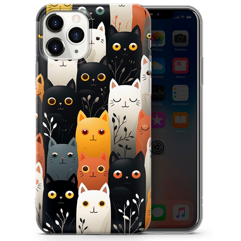 Schwarze Katze Handyhülle, Süße Katzenhülle für iPhone 15 Pro Max, 14, 13, SE, Xr, 12, Xs, 11, Samsung S23, A33, S20, S10, S22, Huawei P30, Pixel 8 Bild 7