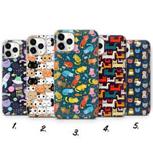 Cat Phone Case Cute Cat Pattern for iPhone 15 Pro Max, 14, 13, SE 2020, Xr, 12, Xs, 11, Samsung S23, A33, S20, S10, S22, Huawei P30, Pixel