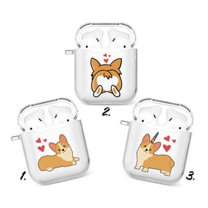 Corgi Airpod Case, Leuke Heldere Siliconen Airpods Case geschikt voor Airpods 1, 2, Airpod Pro Apple Hoofdtelefoon Case Houder met Grappige Print