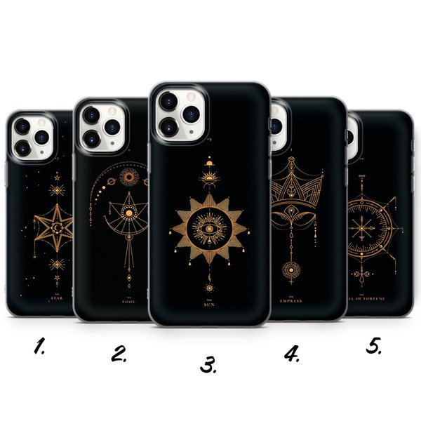 Tarot Handytasche Glücksbringer Witchy für iPhone 15 Pro Max, 14, 13, SE 2020, Xr, 12, Xs, 11, Samsung S23, A33, S20, S10, S22, Huawei P30