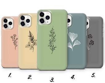 Pastel Floral Phone Case Minimalist Mobile for iPhone 15 Pro Max, 14, 13, SE, Xr, 12, Xs, 11, Samsung S23, A33, S20, S10, S22, Huawei P30