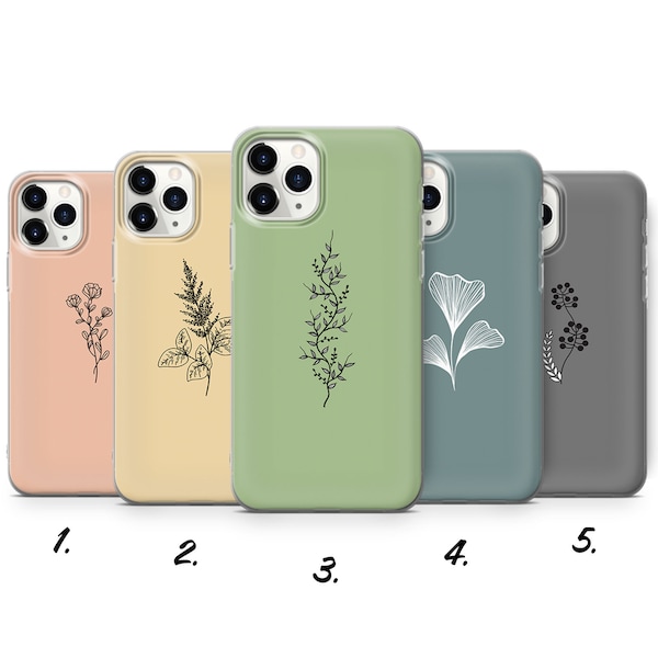 Pastell Blumen Handyhülle Minimalist Mobile für iPhone 15 Pro Max, 14, 13, SE, Xr, 12, Xs, 11, Samsung S23, A33, S20, S10, S22, Huawei P30