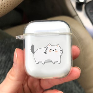 Cat Airpod Case, Leuke Girly Clear Silicone Airpods Case fit voor Airpods 1, 2, Airpod Pro Apple Hoofdtelefoon Case Houder met grappige print