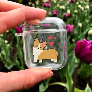 Corgi Airpod Case, Leuke Unicorn Silicone Airpods Case geschikt voor Airpods 1, 2, Airpod Pro Apple Hoofdtelefoon Case Houder met grappige print