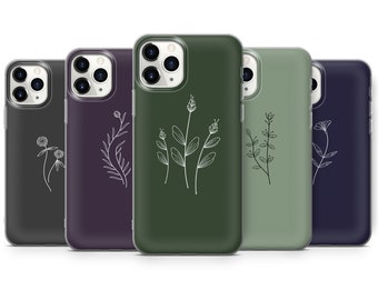 Minimalist Floral Phone Case, Sage Green Soft Gel Cover