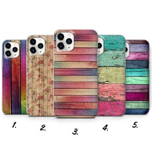 Vintage Wooden Phone Case Colourful for iPhone 15 Pro Max, 14, 13, SE 2020, Xr, 12, Xs, 11, Samsung S23, A33, S20, S10, S22, Huawei P30