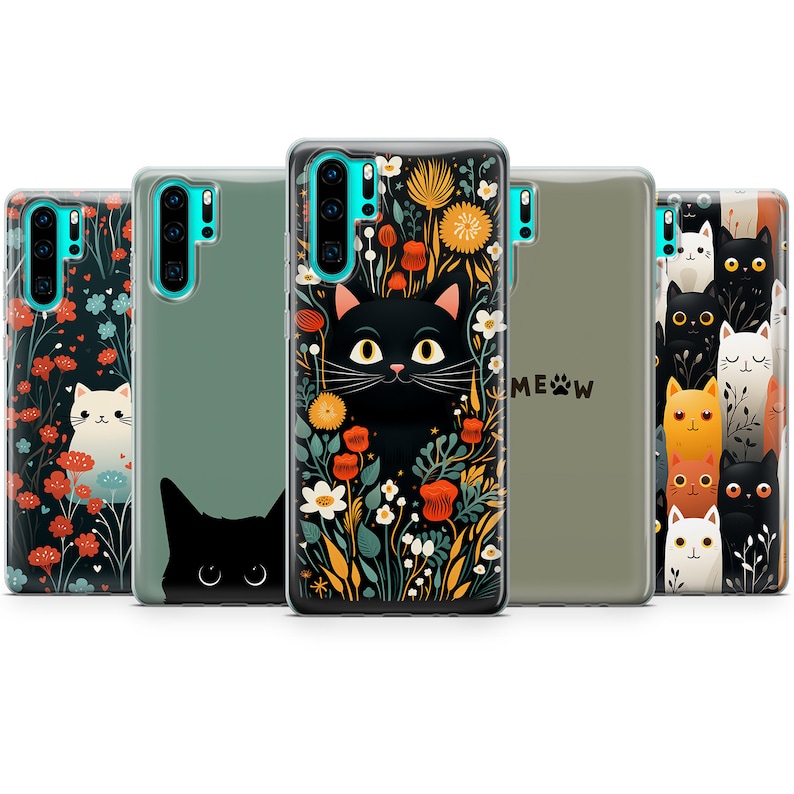 Schwarze Katze Handyhülle, Süße Katzenhülle für iPhone 15 Pro Max, 14, 13, SE, Xr, 12, Xs, 11, Samsung S23, A33, S20, S10, S22, Huawei P30, Pixel 8 Bild 8