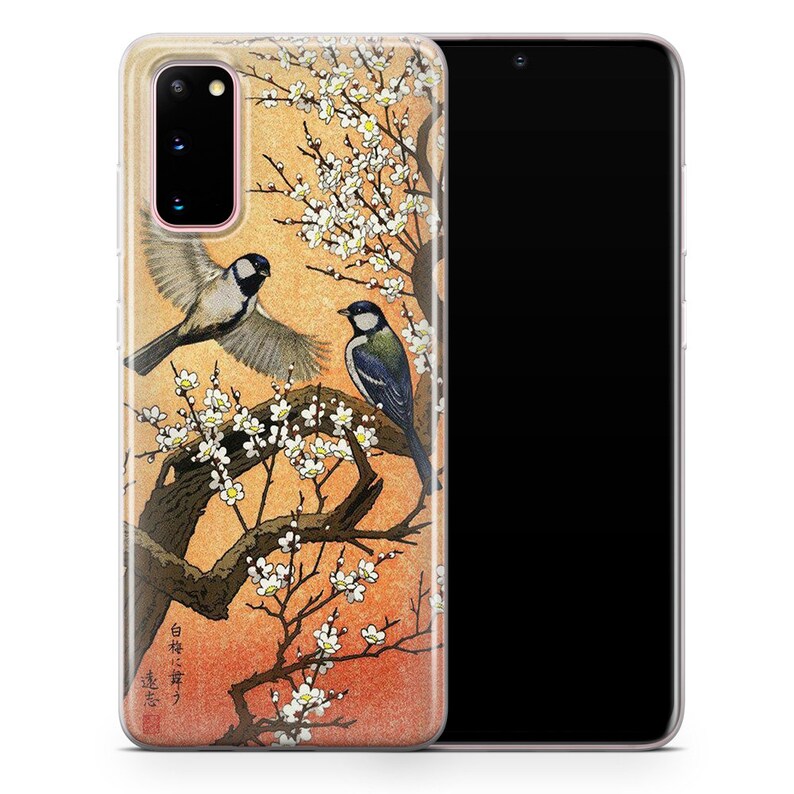 Capa de celular com pássaro de arte japonesa, pardais orientais, arte clássica imagem 4