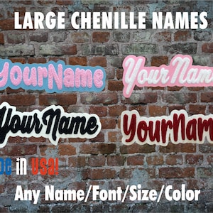 Custom Chenille Script Name Letterman Jacket Patch MADE IN USA