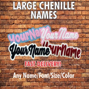 カスタムシェニールスクリプトネームレターマンジャケットパッチ米国製